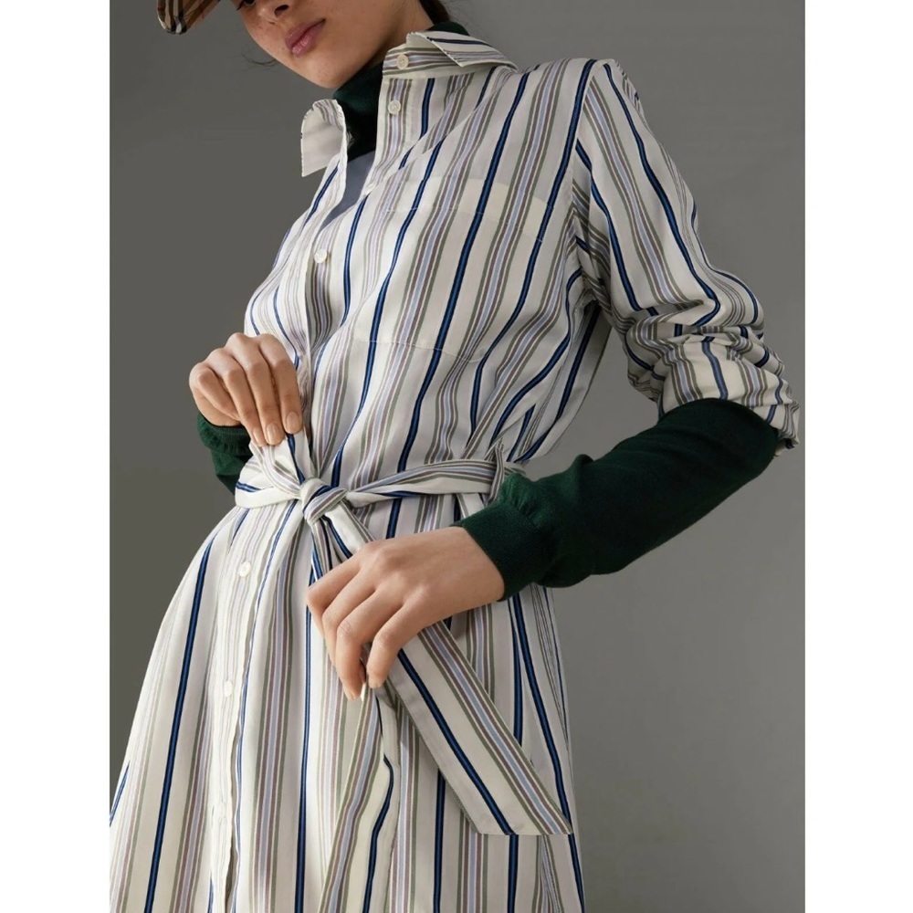 Burberry Striped Silk Shirt Dress